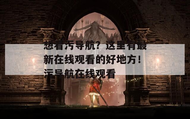 想看污导航？这里有最新在线观看的好地方！污导航在线观看