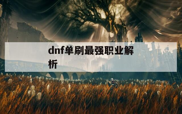 dnf单刷最强职业解析