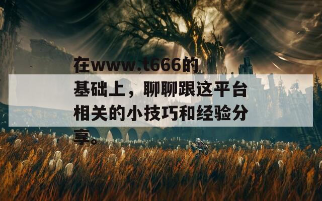 在www.t666的基础上，聊聊跟这平台相关的小技巧和经验分享。