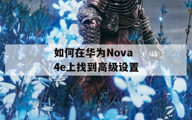 如何在华为Nova 4e上找到高级设置